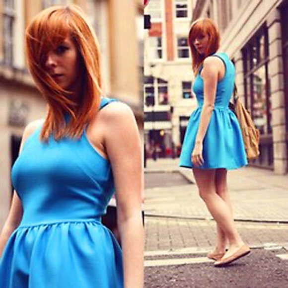 Topshop Dresses & Skirts - TOPSHOP Scuba Skater Dress in Turquoise Blue